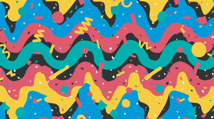 Poster - Abstract shapes interlock creatively in colorful playful decorative pattern background design