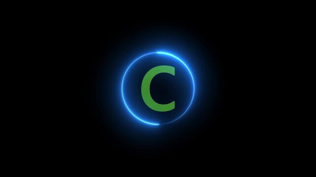 letter C .3D Rendering. Glow Alphabet Number in sphere .Animation Video Template For Your Business letter B from metallic cubes, 3D letter animation.on the background .