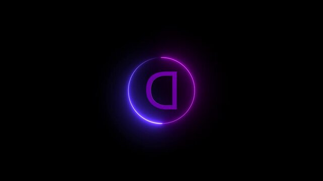 letter d .3d rendering. glow alphabet number in sphere .animation video template for your business l