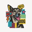 Colorful pop art dog illustration.
