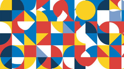 Poster - Geometric shapes interplay create colorful pattern abstract design background.