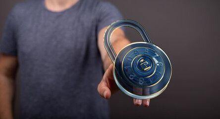 Poster - Secure your data with advanced encryption.  Cybersecurity and data protection concept.