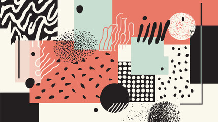 Poster - Abstract shapes overlap in dynamic geometric arrangement scene detail