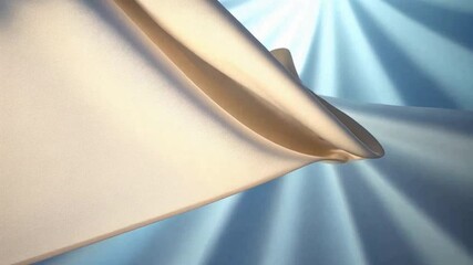 Poster - Graceful Fabric in Dynamic Light: A flowing piece of fabric gracefully dances against a backdrop of dynamic, radiating light, creating a visual of elegance and movement. 