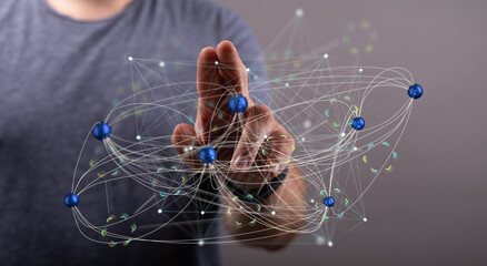 Aufkleber - Image depicting a complex network, illustrating connections and data flow. Ideal for technology, networking, and connection concepts.