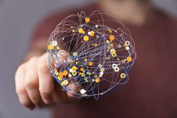 Poster - Abstract image depicting a global network. Ideal for technology, connection, and communication concepts.