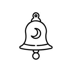 Poster - Hand drawn bell icon crescent moon night sleep bedtime alarm