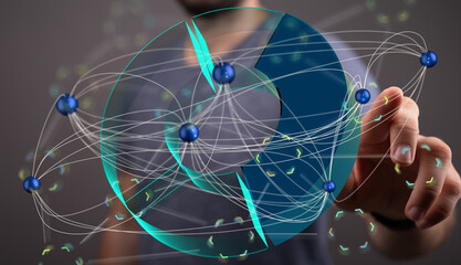 Poster - Abstract image depicting a complex network, data visualization, connections, global network, technology, digital, internet, communication, information.