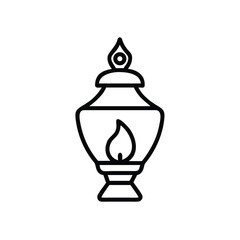 Poster - Elegant hand drawn oil lamp line art icon design