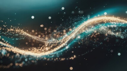 Poster - Ethereal Particle Stream: Abstract Wave of Light and Colour in Deep Space