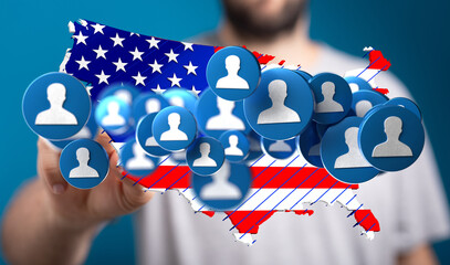 Poster - Visual representation of the US population.  Interactive map showing connections.