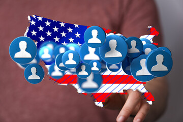 Aufkleber - Visual representation of a nationwide network, connecting individuals across the United States.