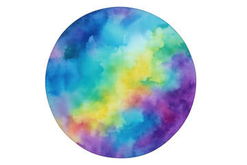 Poster - Vibrant watercolor circle blending rainbow hues, transparent background showcasing soft color transitions for graphic design
