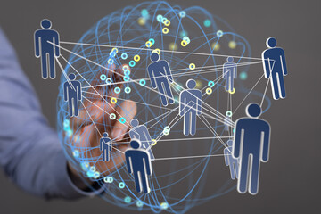 Poster - Image depicts a global network, illustrating connections and communication between individuals.