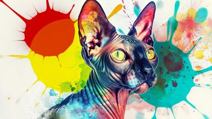 Poster - A close-up shot of a sphynx cat's unique facial features
