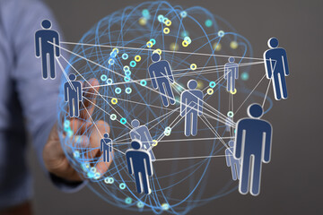 Leinwandbilder - Image depicting a global network, illustrating connections between people and data points.