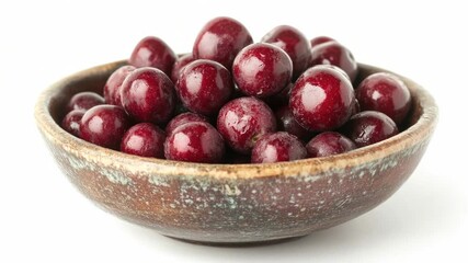 Poster - A bowl of fresh plums on a clean white surface