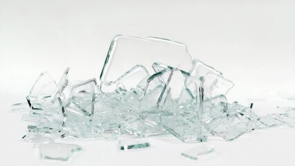 Poster - A pile of shattered glass sits atop a table, with pieces reflecting the light