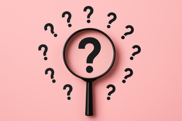 Poster - Curiosity drives the search for clarity as focus sharpens on key questions under a magnifying glass