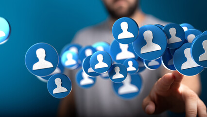 Poster - Abstract image of social media connections.  Ideal for networking, community, and online collaboration.