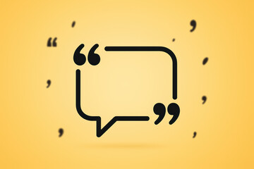Poster - Communication flows dynamically through minimalist speech bubbles and stylized quotation marks symbolizing dialogue and expression in business interactions