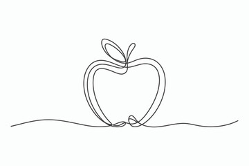 Poster - Single line drawing of an apple fruit minimalist design