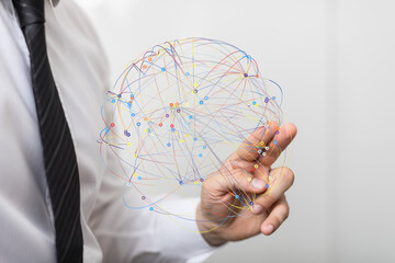 Leinwandbilder - Image of a businessman interacting with a digital network.  Ideal for technology, connection, and global business concepts.