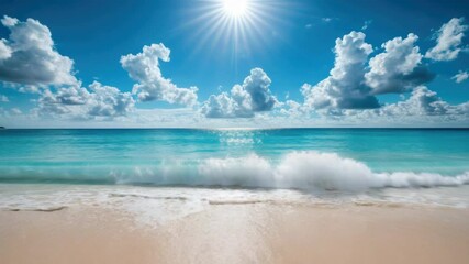 Poster - A sunny day with clear blue skies and a calm ocean, suitable for photoshoots or travel guides