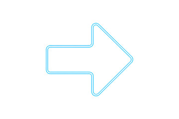 Poster - Glowing neon arrow pointing to the right, isolated on a transparent background, ideal for futuristic or web designs