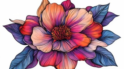 Aufkleber - A single flower sits on a clean white surface