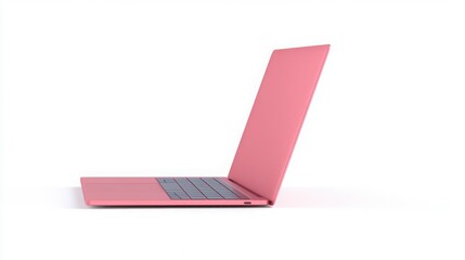 Poster - Pink laptop on background:A trendy pink laptop, sleek and modern, isolated on background, embodying innovation and style for the digital age.
