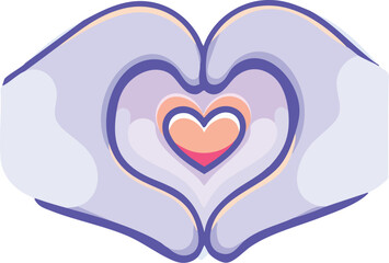 Poster - Hands making a heart shape with layered hearts representing love and affection.