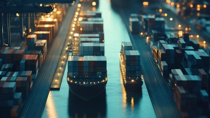 Poster - Large cargo ship sailing on calm waters