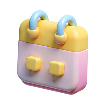 3d render of a cute pastel colored desk calendar isolated on black background
