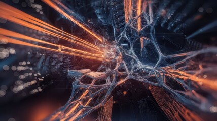 Aufkleber - Abstract network visualization with interconnected glowing lines and nodes
