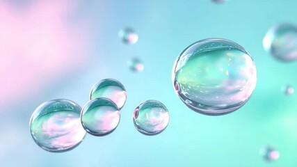 Aufkleber - Transparent Spheres: A mesmerizing composition of translucent spheres, artfully suspended in a soft, ethereal atmosphere, capturing the essence of purity and fluidity.