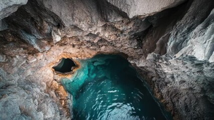 Aufkleber - A natural cave with a circular hole in the center, suitable for architectural or design purposes