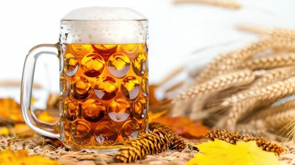 Aufkleber - A cold mug of beer placed on a table, ready for a drink
