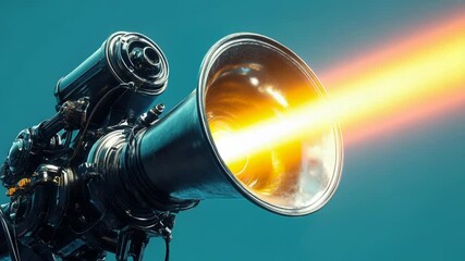 Poster - A close-up view of a camera lens with a bright blue background
