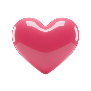 Glossy Pink Heart A 3D Rendered Valentines Day Symbol isolated on transparent bacckground