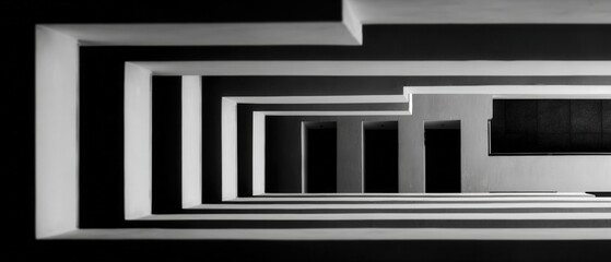 Wall Mural - abstract monochrome architecture featuring geometric shapes and strong contrast, creating a modern a