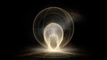 Aufkleber - Ethereal Orb: An abstract depiction of an luminous orb with emanating light against a dark background, with gentle lines and a sense of wonder and mystery.