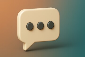 Poster - Beige speech bubble with three dark gray dots, 3D render, communication concept. 