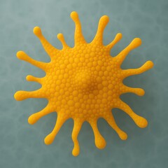 Poster - An abstract artistic rendering of a vibrant yellow sun, its radiant form set against a tranquil blue backdrop. The artwork evokes warmth, energy, and a sense of natural beauty.