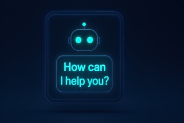 Poster - A digital assistant is rendered in a futuristic style, ready and waiting to assist with any need.