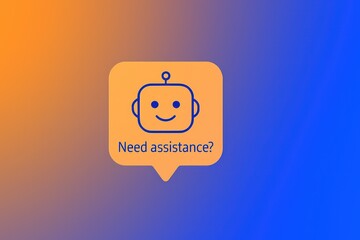 Leinwandbilder - A friendly robot illustration and chat bubble with 