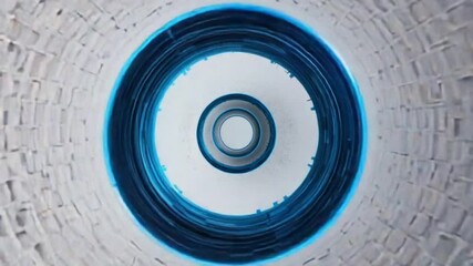 Wall Mural - abstract tunnel with circular shapes and bright blue light, futuristic concept