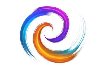 Poster - Dynamic spiral painting swirling vibrant orange, blue, purple brushstrokes across transparent backdrop, creating colorful abstract artistic motion graphic design element