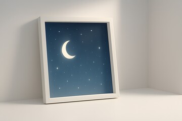 Aufkleber - Artistic Framed Moon and Stars Illustration in Modern Home Decor