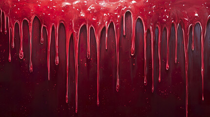 Poster - Dripping red slime creates striking visual effect, evoking sense of intrigue and creativity